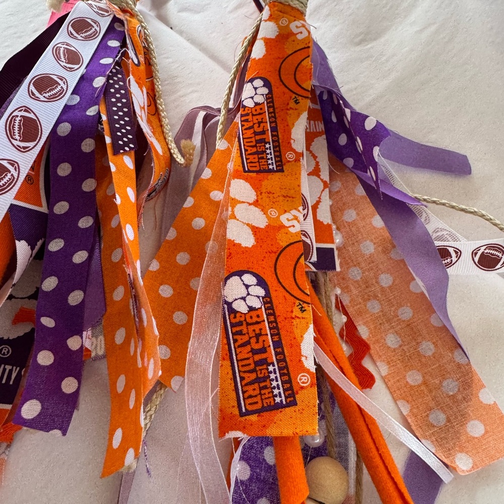 Clemson Tigers Themed Ribbon Keychain/Purse Charm - Picture 3 of 4